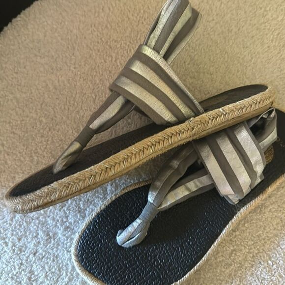 Nalho Ganika Yoga Mat Memory Foam Espadrilles Sandals. Stripe fabric straps. - Picture 5 of 7